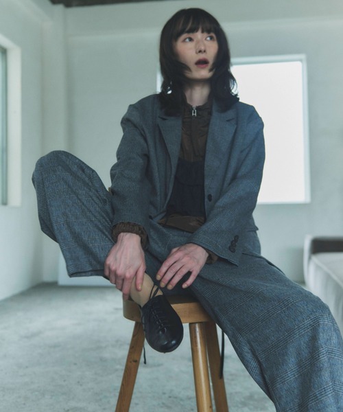 flaeu(フラユ)の「Check Tailored Jacket(テーラードジャケット・レディース・グレー/ベージュ・FREE)」の15枚目の写真