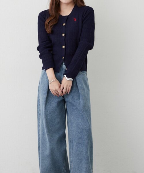 U.S. POLO ASSN.(ユーエスポロアッスン)の「【U.S. POLO ASSN.】ケーブルニットカーディガン(カーディガン/ボレロ・レディース・ネイビー/ブラウン/アイボリー/ボルドー/チャコールグレー・FREE)」の15枚目の写真