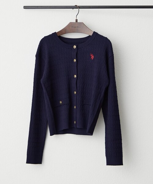 U.S. POLO ASSN.(ユーエスポロアッスン)の「【U.S. POLO ASSN.】ケーブルニットカーディガン(カーディガン/ボレロ・レディース・ネイビー/ブラウン/アイボリー/ボルドー/チャコールグレー・FREE)」の16枚目の写真