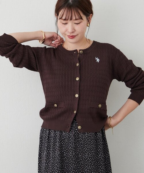 U.S. POLO ASSN.(ユーエスポロアッスン)の「【U.S. POLO ASSN.】ケーブルニットカーディガン(カーディガン/ボレロ・レディース・ネイビー/ブラウン/アイボリー/ボルドー/チャコールグレー・FREE)」の17枚目の写真