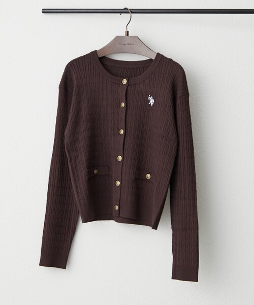 U.S. POLO ASSN.(ユーエスポロアッスン)の「【U.S. POLO ASSN.】ケーブルニットカーディガン(カーディガン/ボレロ・レディース・ネイビー/ブラウン/アイボリー/ボルドー/チャコールグレー・FREE)」の22枚目の写真