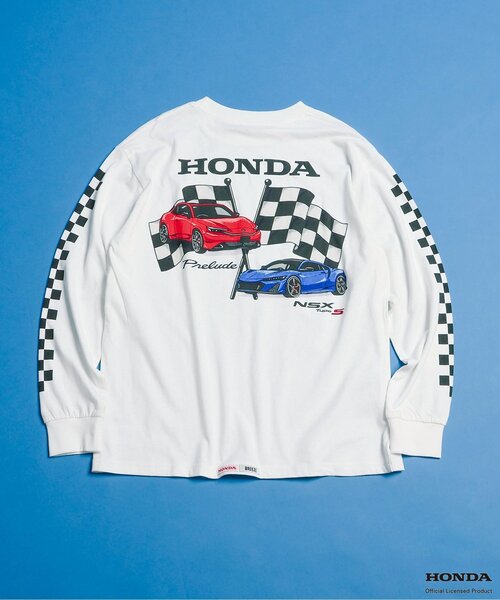 BREEZE(ブリーズ)の「【リンク】Honda大人ヴィンテージグラフィック長袖Tシャツ(Tシャツ/カットソー・メンズ・オフホワイト/チャコール・LARGE/MEDIUM)」の2枚目の写真