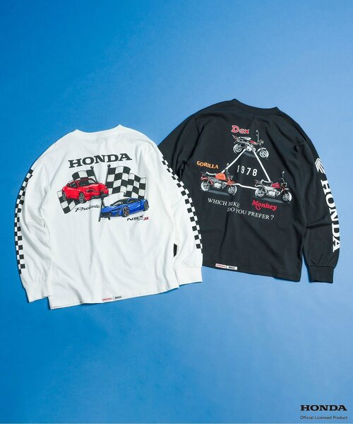 BREEZE(ブリーズ)の「【リンク】Honda大人ヴィンテージグラフィック長袖Tシャツ(Tシャツ/カットソー・メンズ・オフホワイト/チャコール・LARGE/MEDIUM)」の3枚目の写真