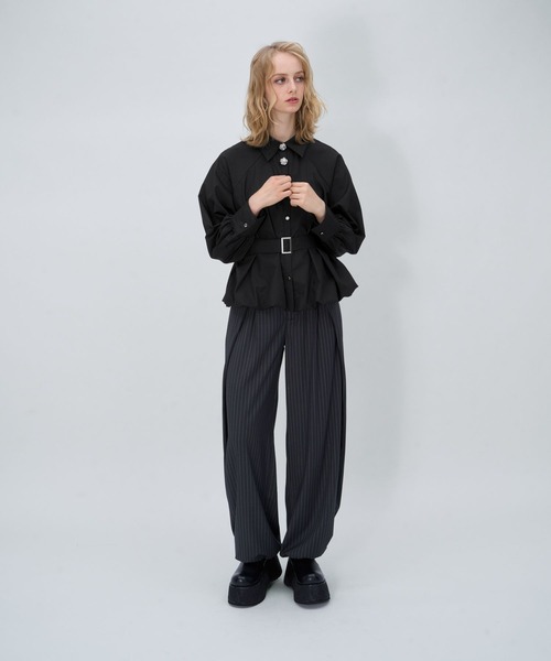 HARE（ハレ）の「ベルトツキバルーンシャツ(HARE)（シャツ/ブラウス・レディース・ブラウン/オフホワイト/ブラック・FREE）」の5枚目の写真