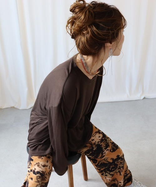 zena（ジェナ）の「ルーズロンT＆ビスチェセット（Tシャツ/カットソー・レディース・ブラック/ダークブラウン/トップグレー・FREE）」の14枚目の写真