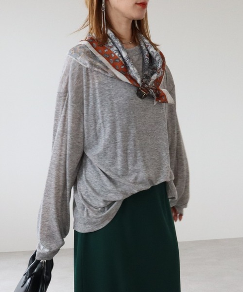 zena（ジェナ）の「ルーズロンT＆ビスチェセット（Tシャツ/カットソー・レディース・ブラック/ダークブラウン/トップグレー・FREE）」の5枚目の写真