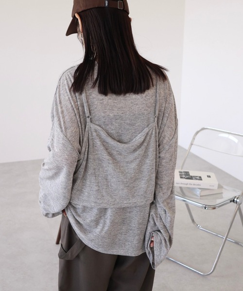 zena（ジェナ）の「ルーズロンT＆ビスチェセット（Tシャツ/カットソー・レディース・ブラック/ダークブラウン/トップグレー・FREE）」の7枚目の写真