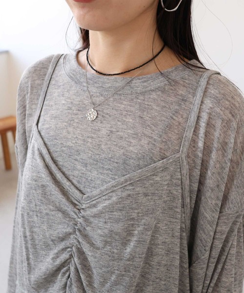 zena（ジェナ）の「ルーズロンT＆ビスチェセット（Tシャツ/カットソー・レディース・ブラック/ダークブラウン/トップグレー・FREE）」の11枚目の写真