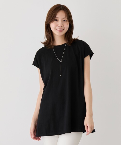 Jayro(ジャイロ)の「サイドスリットフレンチスリーブトップス(Tシャツ/カットソー・レディース・チャコールグレー/カーキ/ブラック/レッド系その他/ホワイト・FREE)」の3枚目の写真