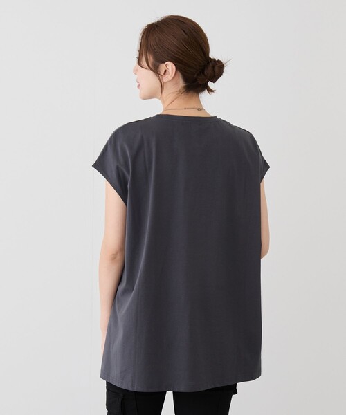 Jayro(ジャイロ)の「サイドスリットフレンチスリーブトップス(Tシャツ/カットソー・レディース・チャコールグレー/カーキ/ブラック/レッド系その他/ホワイト・FREE)」の7枚目の写真