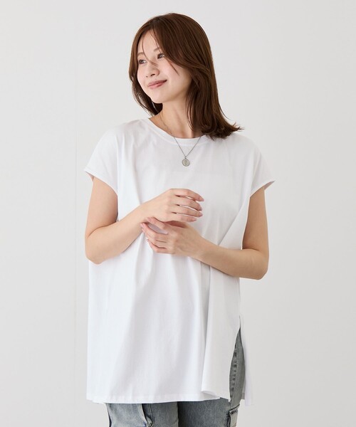 Jayro(ジャイロ)の「サイドスリットフレンチスリーブトップス(Tシャツ/カットソー・レディース・チャコールグレー/カーキ/ブラック/レッド系その他/ホワイト・FREE)」の11枚目の写真