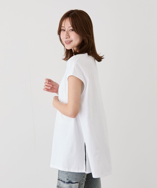 Jayro(ジャイロ)の「サイドスリットフレンチスリーブトップス(Tシャツ/カットソー・レディース・チャコールグレー/カーキ/ブラック/レッド系その他/ホワイト・FREE)」の12枚目の写真
