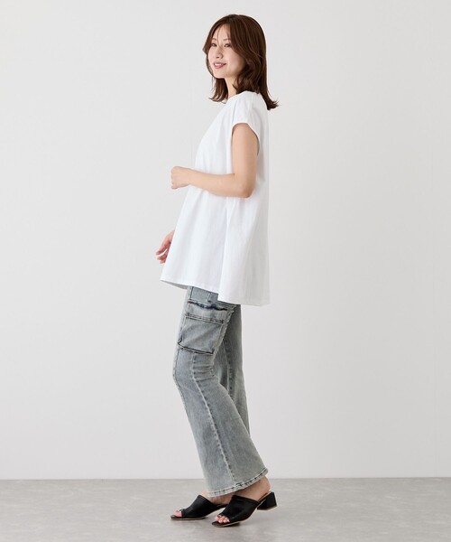 Jayro(ジャイロ)の「サイドスリットフレンチスリーブトップス(Tシャツ/カットソー・レディース・チャコールグレー/カーキ/ブラック/レッド系その他/ホワイト・FREE)」の15枚目の写真