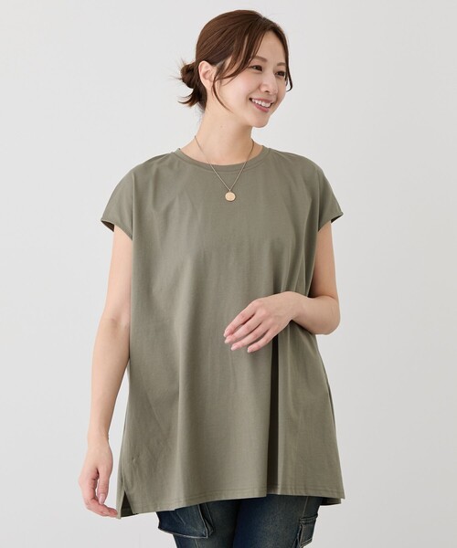 Jayro(ジャイロ)の「サイドスリットフレンチスリーブトップス(Tシャツ/カットソー・レディース・チャコールグレー/カーキ/ブラック/レッド系その他/ホワイト・FREE)」の17枚目の写真