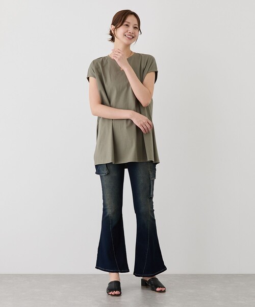 Jayro(ジャイロ)の「サイドスリットフレンチスリーブトップス(Tシャツ/カットソー・レディース・チャコールグレー/カーキ/ブラック/レッド系その他/ホワイト・FREE)」の20枚目の写真