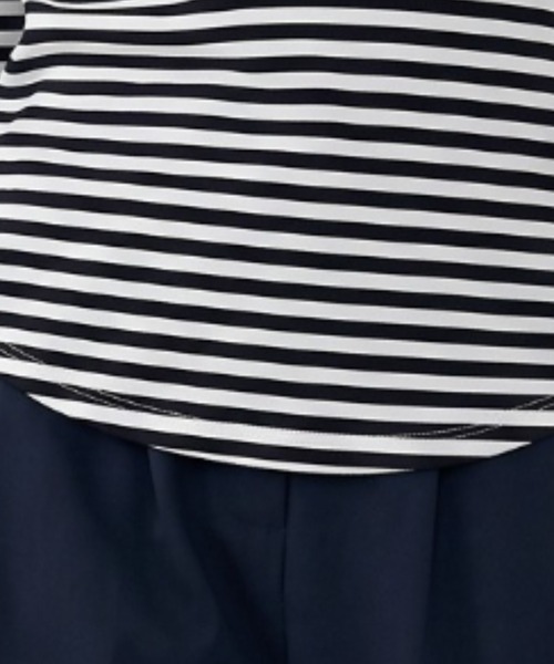 umune（ウムネ）の「こなれ感を演出するヘンリーネック♪胸ポケット付き長袖カットソー（Tシャツ/カットソー・レディース・ブラウン/グレー/ブラック×ホワイト/ブラック・FREE）」の14枚目の写真