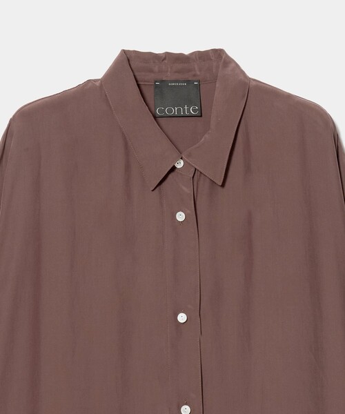 conte(コンテ)の「<conte>レーヨンシルク レギュラーカラーシャツ(シャツ/ブラウス・レディース・ワイン/ベージュ・FREE)」の9枚目の写真