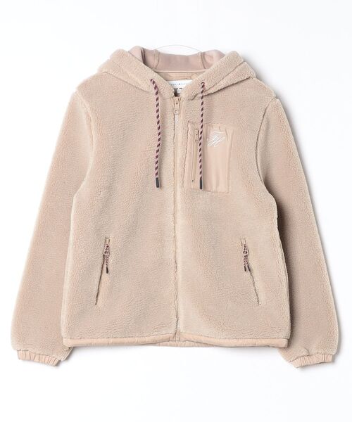 TOMMY HILFIGER(トミーヒルフィガー)の「テディフーデッドジャケット(ブルゾン・レディース・ベージュ・X-SMALL/XX-SMALL)」の1枚目の写真