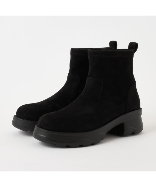 artemis by DIANA(アルテミスバイダイアナ)の「軽量厚底 スニーカーソール ストレッチショートブーツ(ブーツ・レディース・ダークブラウン/ブラック系その他/ブラック・XL/M/L/S)」の1枚目の写真
