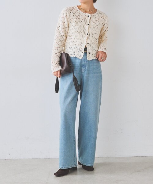 RIVE DROITE(リヴドロワ)の「レース編みニットカーディガン(秋服/冬服)(カーディガン/ボレロ・レディース・ブラック/オフホワイト・FREE)」の3枚目の写真