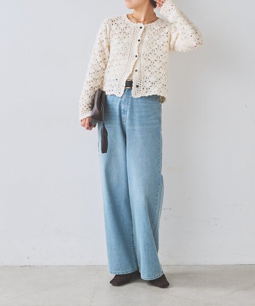RIVE DROITE(リヴドロワ)の「レース編みニットカーディガン(秋服/冬服)(カーディガン/ボレロ・レディース・ブラック/オフホワイト・FREE)」の4枚目の写真