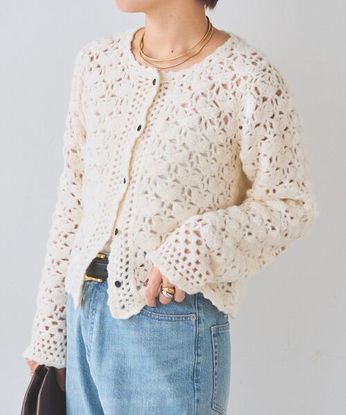 RIVE DROITE(リヴドロワ)の「レース編みニットカーディガン(秋服/冬服)(カーディガン/ボレロ・レディース・ブラック/オフホワイト・FREE)」の8枚目の写真