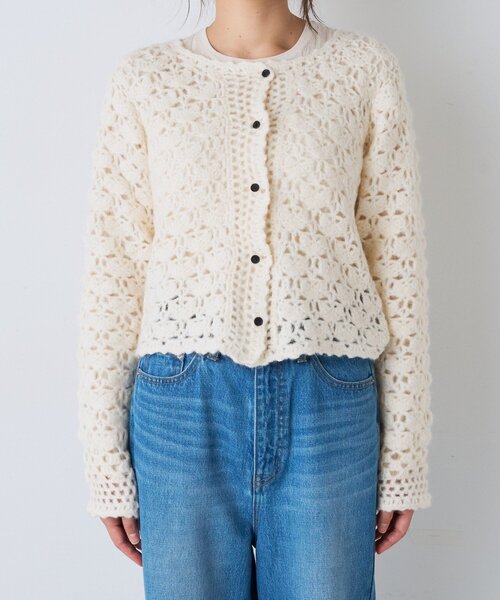 RIVE DROITE(リヴドロワ)の「レース編みニットカーディガン(秋服/冬服)(カーディガン/ボレロ・レディース・ブラック/オフホワイト・FREE)」の13枚目の写真