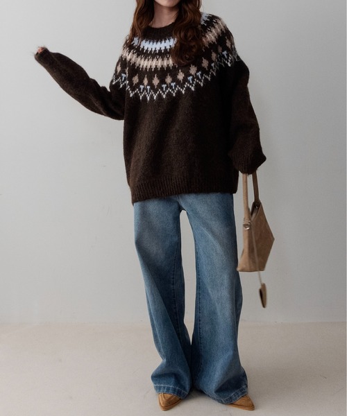 on:nue（オンニュ）の「【on:nue】ルーズノルディックパターンニット /26-27 AW COLLECTION（ニット/セーター・レディース・ブラウン/グレー・FREE）」の9枚目の写真