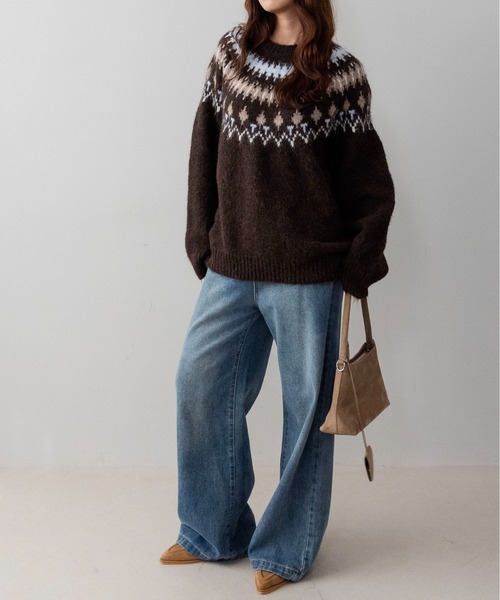 on:nue（オンニュ）の「【on:nue】ルーズノルディックパターンニット /26-27 AW COLLECTION（ニット/セーター・レディース・ブラウン/グレー・FREE）」の10枚目の写真