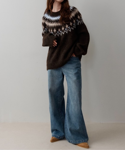on:nue（オンニュ）の「【on:nue】ルーズノルディックパターンニット /26-27 AW COLLECTION（ニット/セーター・レディース・ブラウン/グレー・FREE）」の12枚目の写真