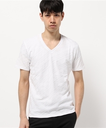 バイアスジャガード VネックTシャツ/JAPAN MADE(日本製)