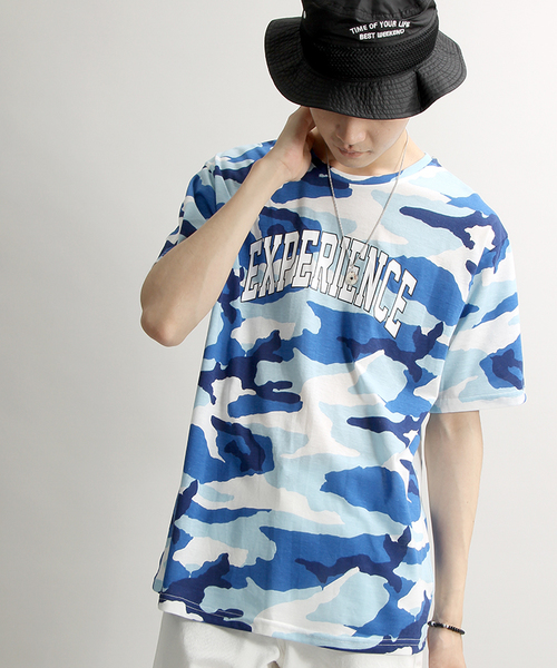 WEGO（ウィゴー）の「WEGO/カラーカモフラTシャツ（Tシャツ/カットソー・メンズ・ホワイト/カーキ/レッド/ブルー・LARGE/MEDIUM）」の4枚目の写真