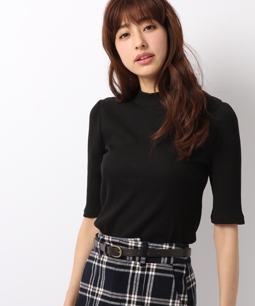 Heather（ヘザー）の「ボトルネックテレコパワショル5分袖  729860（Tシャツ/カットソー・レディース・オフホワイト/ブラック/カーキ・FREE）」の3枚目の写真