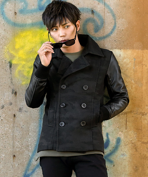 improves(インプローブス)の「メルトン袖PU切替Pコート(ピーコート)」|カモフラージュ