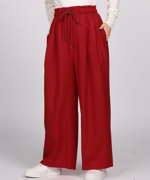 EN ROUTE（アンルート）の「ENR ウールサキソニーワイドパンツ（その他パンツ・レディース・レッド/オリーブ・1/2）」の2枚目の写真