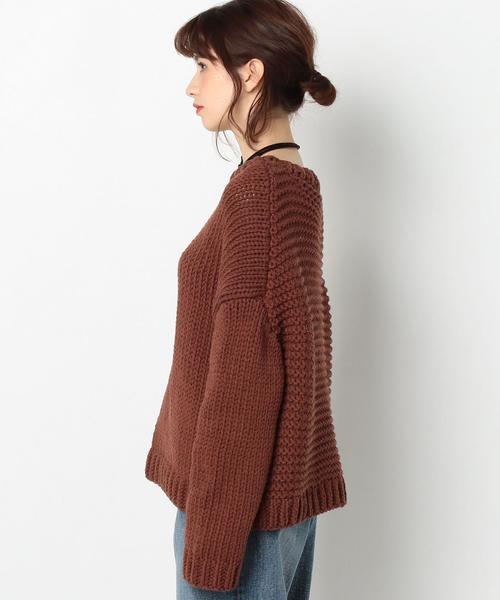 Another Edition(アナザーエディション)の「コットンアクリルニット/AEBC C/AC HAND PO◆(ニット/セーター・レディース・オフホワイト/ダークブラウン/ライトブルー・FREE)」の14枚目の写真