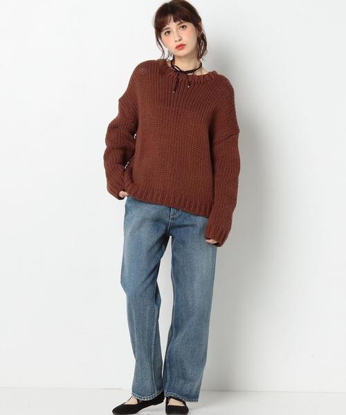 Another Edition(アナザーエディション)の「コットンアクリルニット/AEBC C/AC HAND PO◆(ニット/セーター・レディース・オフホワイト/ダークブラウン/ライトブルー・FREE)」の15枚目の写真