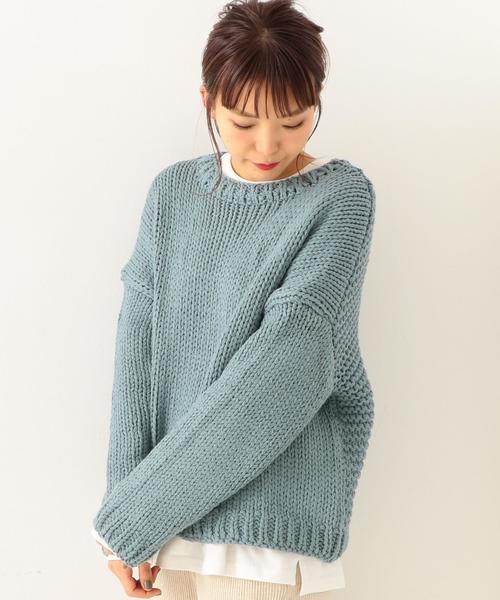 Another Edition(アナザーエディション)の「コットンアクリルニット/AEBC C/AC HAND PO◆(ニット/セーター・レディース・オフホワイト/ダークブラウン/ライトブルー・FREE)」の19枚目の写真