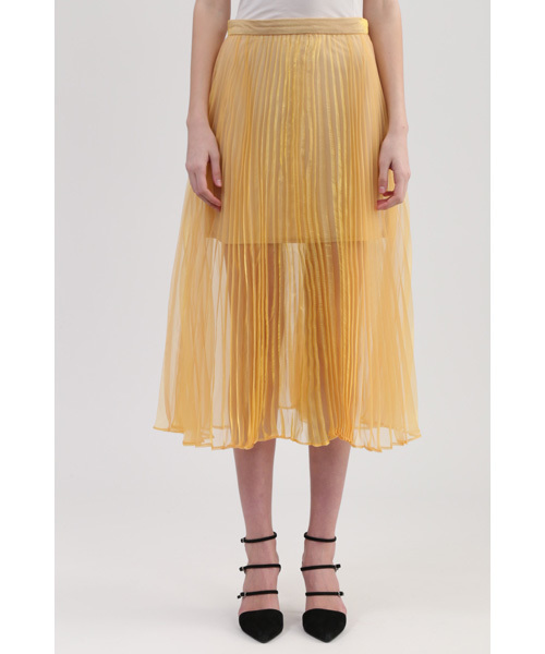 JILL STUART(ジルスチュアート)の「シャンブレーオーガンジープリーツスカート(スカート・レディース・レッド/グレー/イエロー・2/4/0)」の1枚目の写真