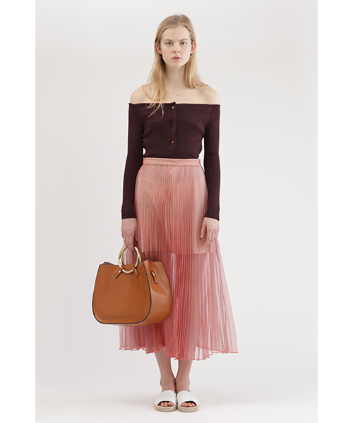 JILL STUART(ジルスチュアート)の「シャンブレーオーガンジープリーツスカート(スカート・レディース・レッド/グレー/イエロー・2/4/0)」の4枚目の写真