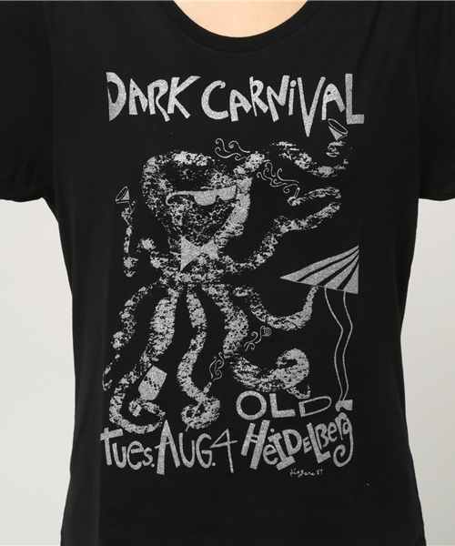 ヒステリックグラマー　グラフィックTシャツ ブラック スタッズ装飾 HYSTERIC GLAMOUR ヒステリックグラマー ブラック Tシャツ