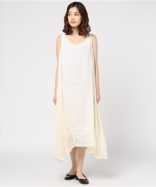 チャイハネ（チャイハネ）の「【チャイハネ】yul インド綿ギャザーワンピース（ワンピース・レディース・ホワイト/ライム/ブルー/ブラック・FREE）」の5枚目の写真
