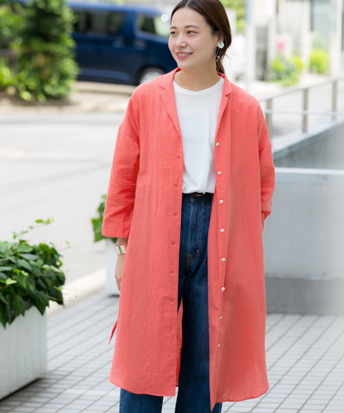 WORK NOT WORK URBAN RESEARCH（ワークノットワークアーバンリサーチ）の「WORK NOT WORK　ダブルガーゼオープンカラーシャツワンピース（シャツワンピース・レディース・マスタード/ピンク/ブルー・FREE）」の3枚目の写真