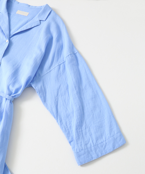 WORK NOT WORK URBAN RESEARCH（ワークノットワークアーバンリサーチ）の「WORK NOT WORK　ダブルガーゼオープンカラーシャツワンピース（シャツワンピース・レディース・マスタード/ピンク/ブルー・FREE）」の12枚目の写真