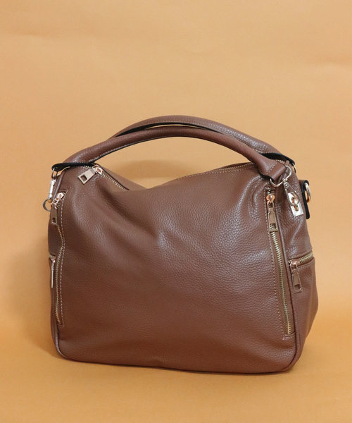 florist（フローリスト）の「【2way】7ファスナーポケットレザーハンドバッグ（ショルダーバッグ・レディース・ブラック/ベージュ/グレー/レッド/ピンク/ブルー/キャメル・FREE）」の5枚目の写真