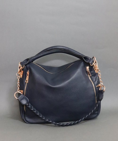 florist（フローリスト）の「【2way】7ファスナーポケットレザーハンドバッグ（ショルダーバッグ・レディース・ブラック/ベージュ/グレー/レッド/ピンク/ブルー/キャメル・FREE）」の4枚目の写真