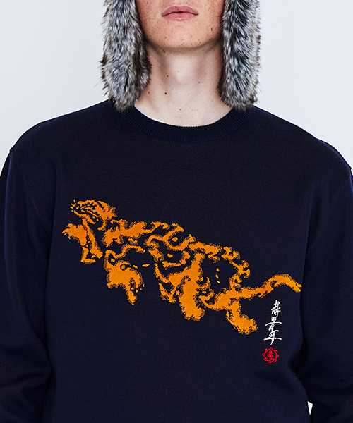 UNITED TOKYO（ユナイテッドトウキョウ）の「ホクサイトラジャカードニット（ニット/セーター・メンズ・カーキ/ネイビー・1/2/3）」の7枚目の写真