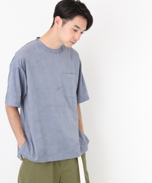 niko and...（ニコアンド）の「ストレッチスウェードTシャツ（Tシャツ/カットソー・メンズ・パープル/ネイビー/オフホワイト/ブルー・LARGE/MEDIUM）」の3枚目の写真