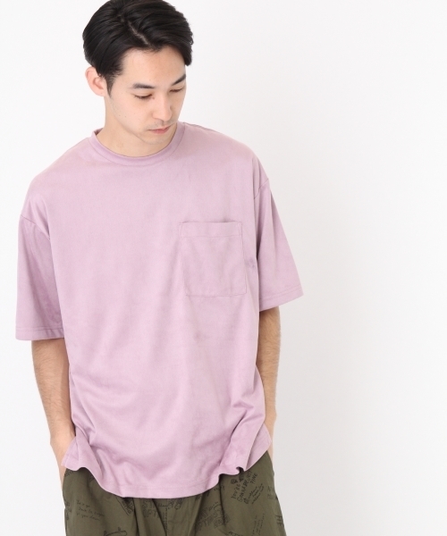 niko and...（ニコアンド）の「ストレッチスウェードTシャツ（Tシャツ/カットソー・メンズ・パープル/ネイビー/オフホワイト/ブルー・LARGE/MEDIUM）」の5枚目の写真