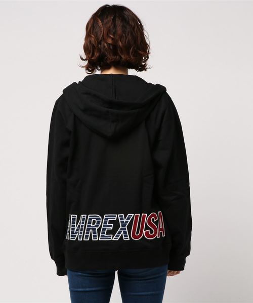 AVIREX（アヴィレックス）の「AVIREX/アヴィレックス/クールマックス ラピッド ロゴ パーカー/COOLMAX RAPID LOGO ZIP PARKA（パーカー・レディース・ブラック/オフホワイト/ライトブルーグレー/レッド・LARGE/MEDIUM/X-LARGE/XX-LARGE）」の6枚目の写真